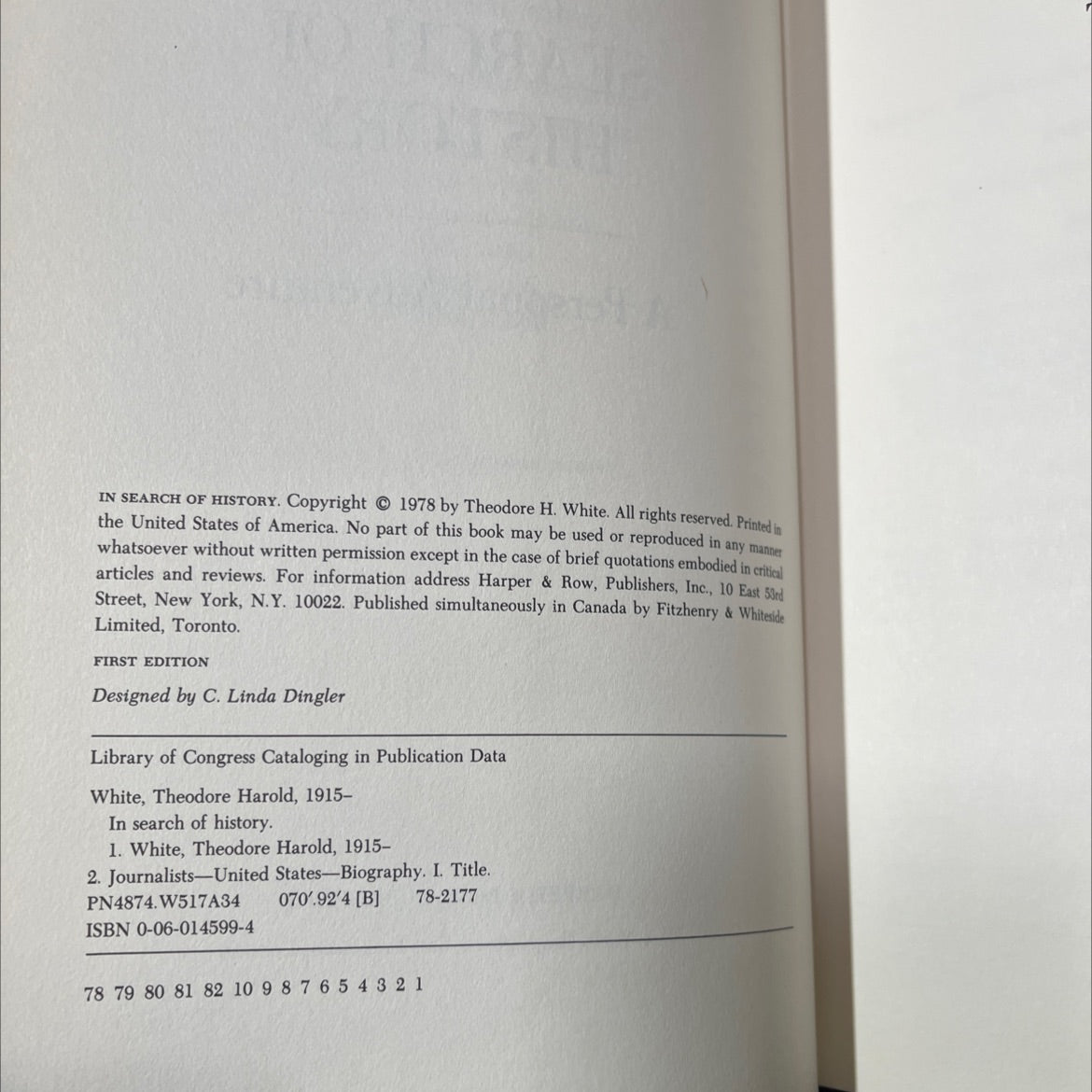 in search of history book, by theodore h. white, 1978 Hardcover image 3