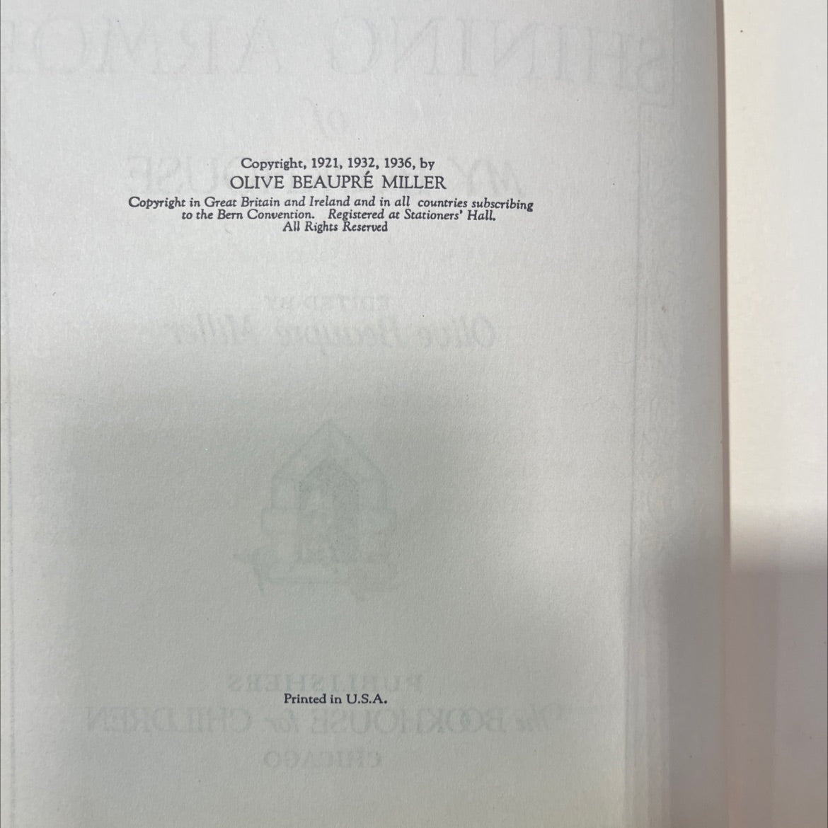 in shining armor book, by olive beaupré miller, 1936 Hardcover image 3