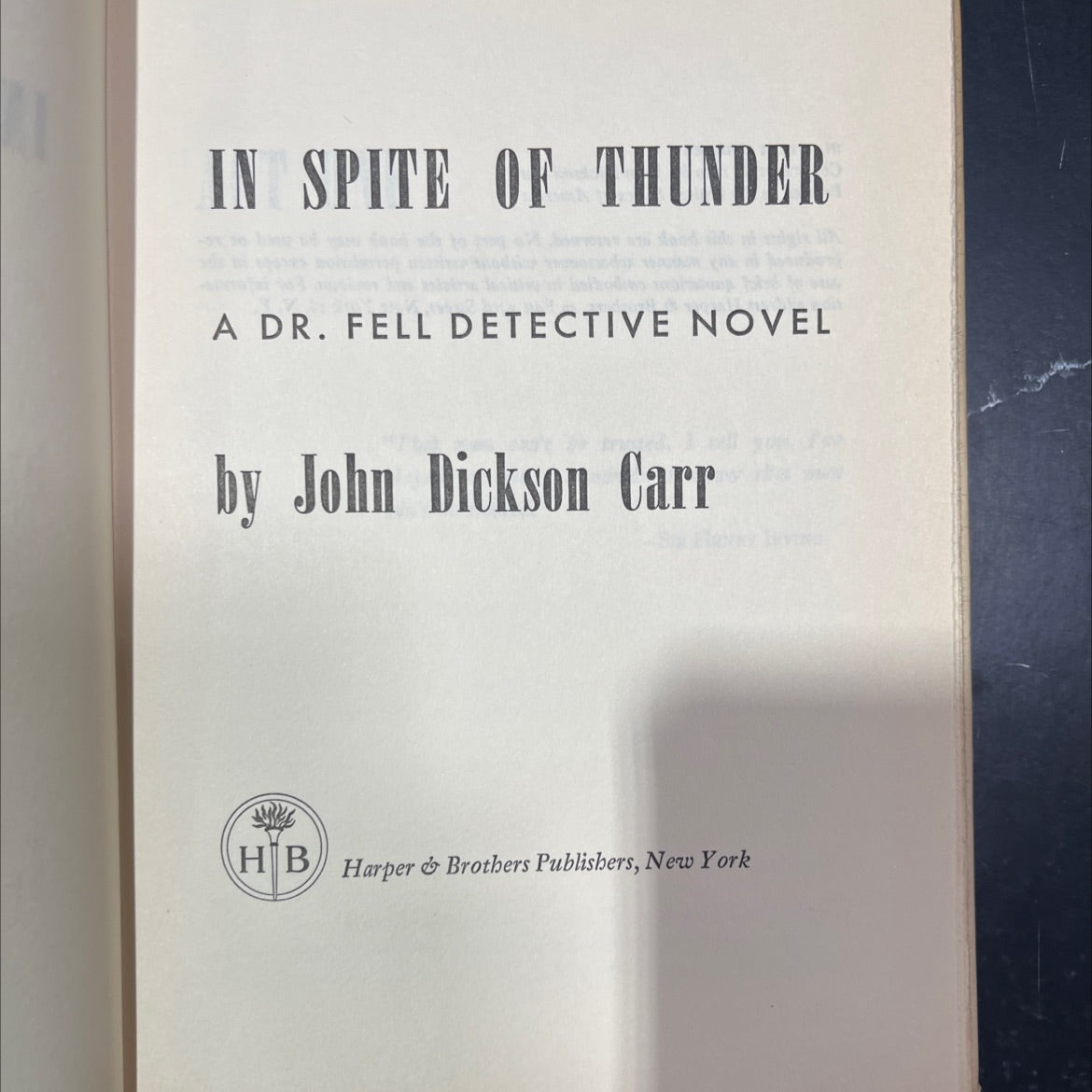 in spite of thunder a dr. fell detective novel book, by john dickson carr, 1960 Hardcover image 2