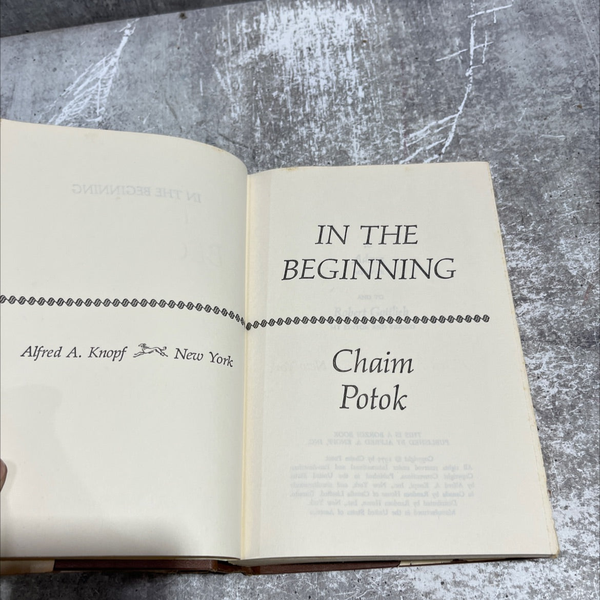 in the beginning book, by Chaim Potok, 1975 Hardcover image 2