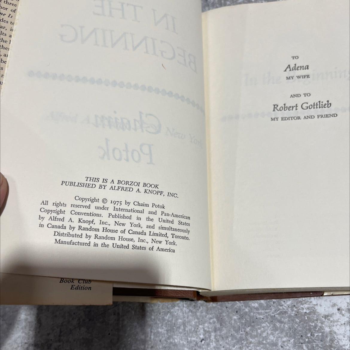in the beginning book, by Chaim Potok, 1975 Hardcover image 3