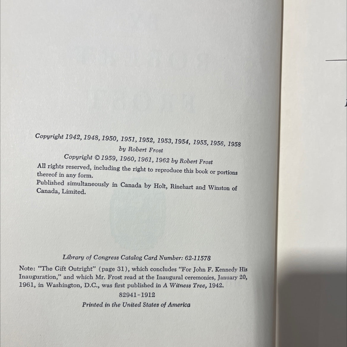 in the clearing book, by robert frost, 1962 Hardcover image 3