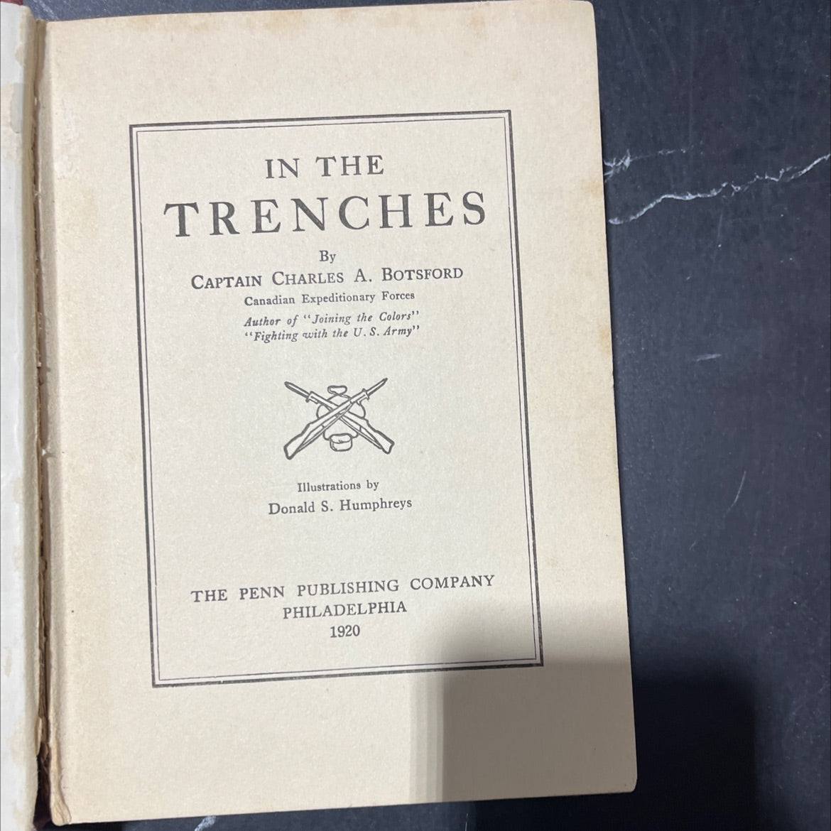 in the trenches book, by captain charles a. botsford, 1920 Hardcover image 2