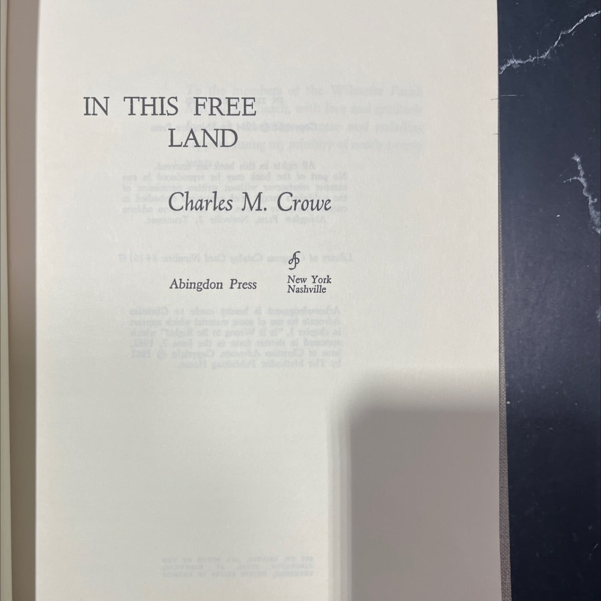 in this free land book, by Charles M. Crowe, 1964 Hardcover image 2