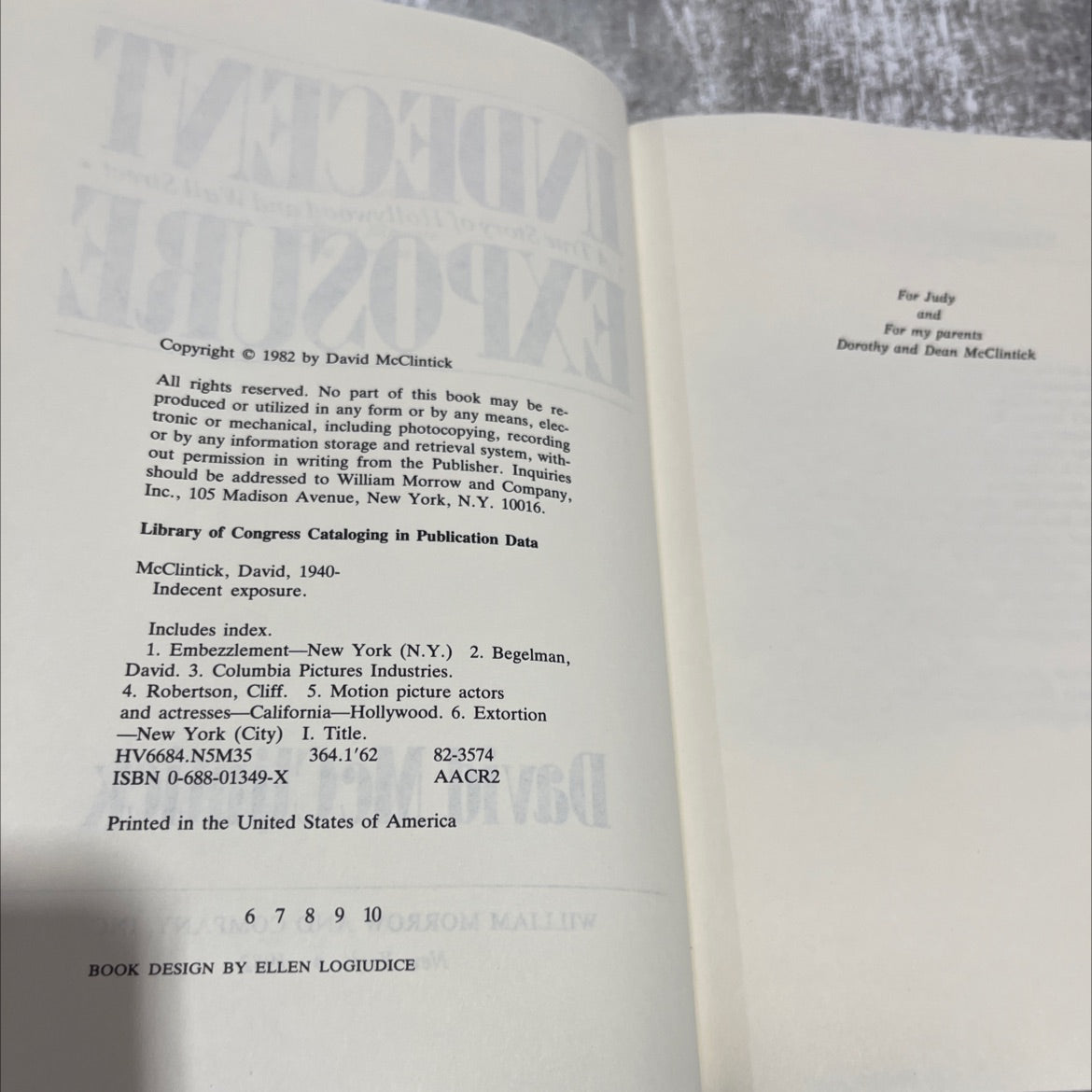 indecent exposure book, by David McClintick, 1982 Hardcover image 3