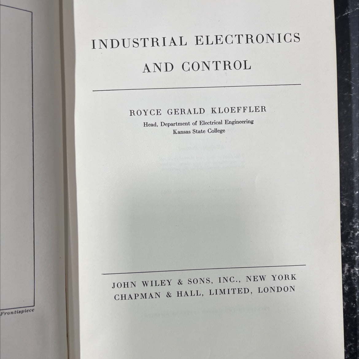 industrial electronics and control book, by royce gerald kloeffler, 1955 Hardcover image 2