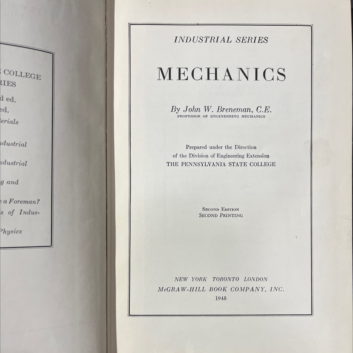 industrial series mechanics college ries book, by John W. Breneman, 1948 Hardcover image 2