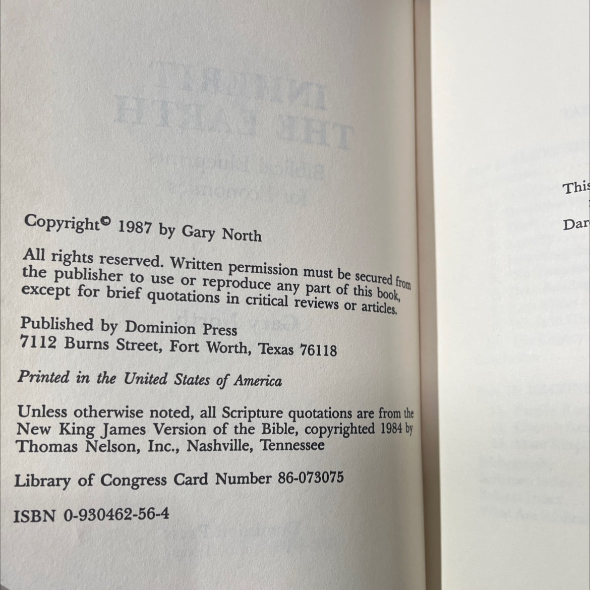 inherit the earth biblical blueprints for economics book, by Gary North, 1987 Hardcover image 3