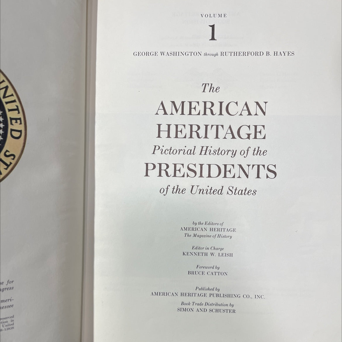 initiated st volume 1 george washington through rutherford b. hayes book, by Kenneth W. Leish, 1968 Hardcover image 2