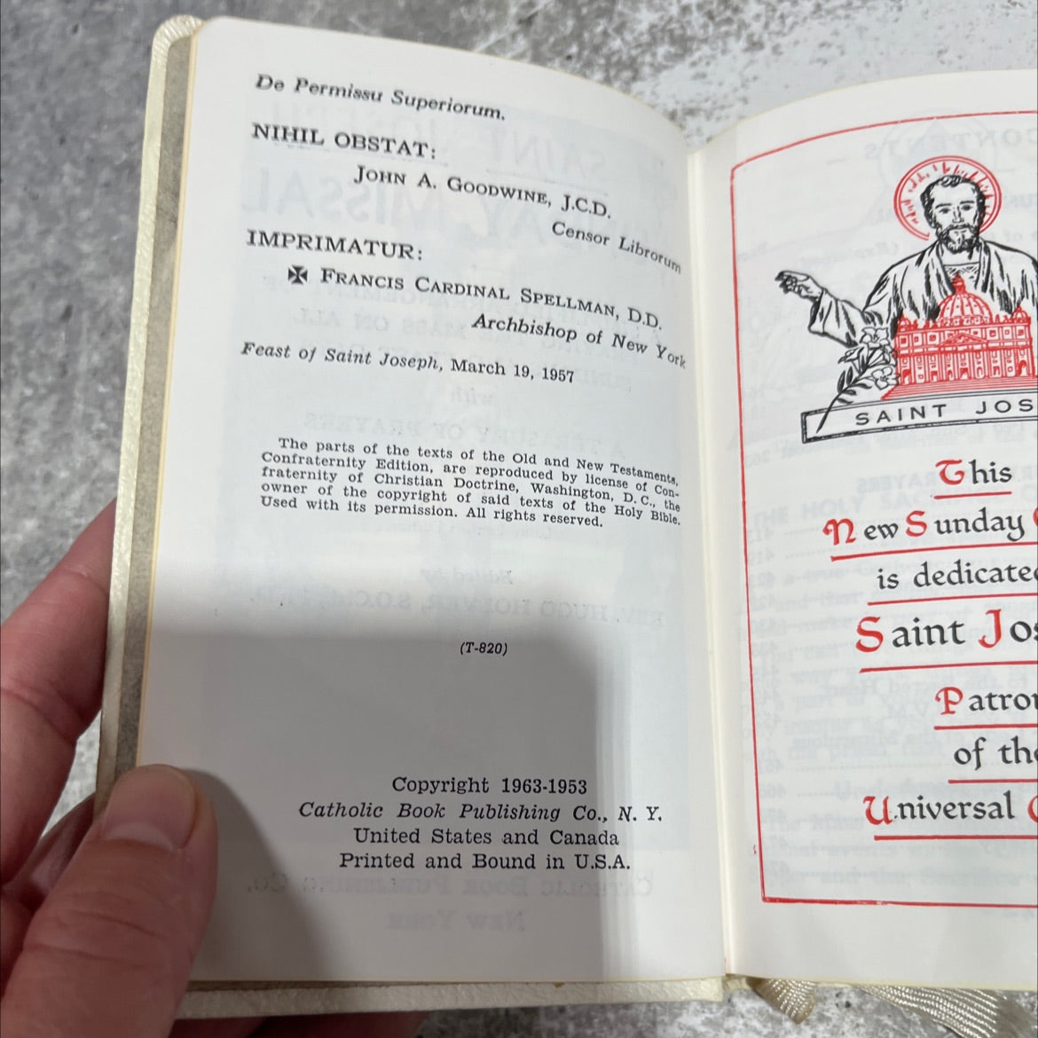 inri sunday missal book, by rev. hugo hoever, s.ocist., ph.d., 1963 Hardcover image 3