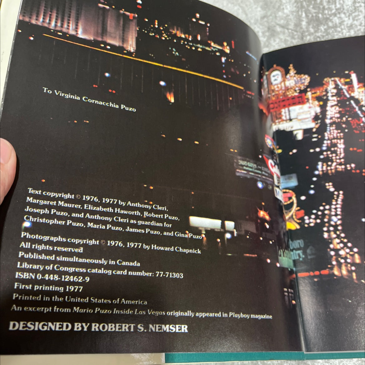 inside las vegas book, by mario puzo, 1977 Hardcover image 3