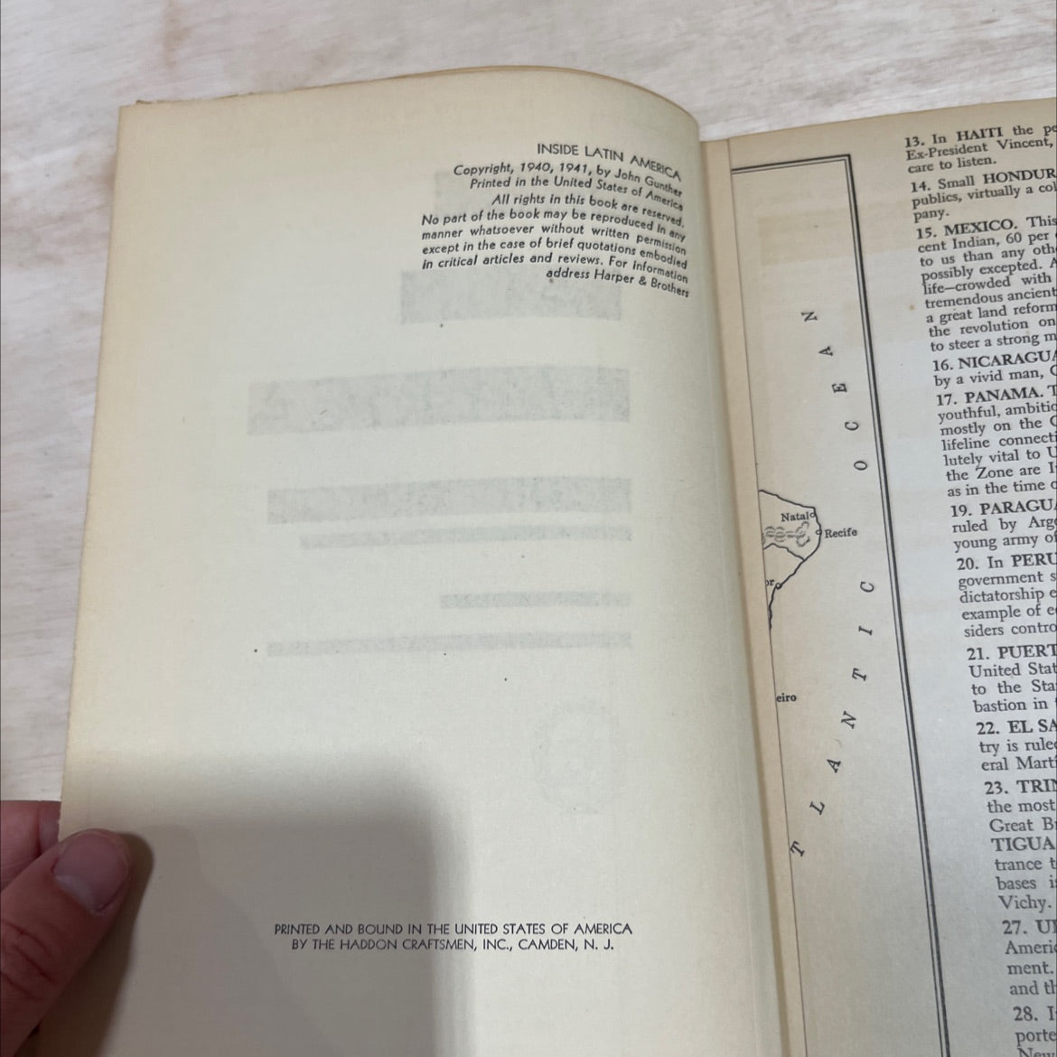inside latin america book, by john gunther, 1941 Hardcover image 3