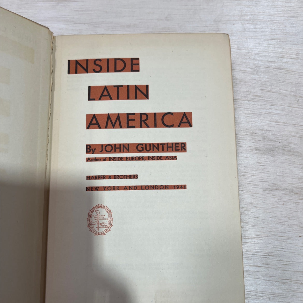 inside latin america book, by john gunther, 1941 Hardcover image 2