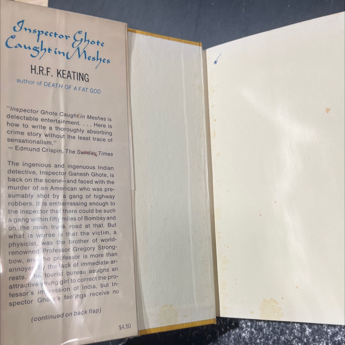 inspector ghote caught in meshes book, by H.R.F. Keating, 1968 Hardcover image 4
