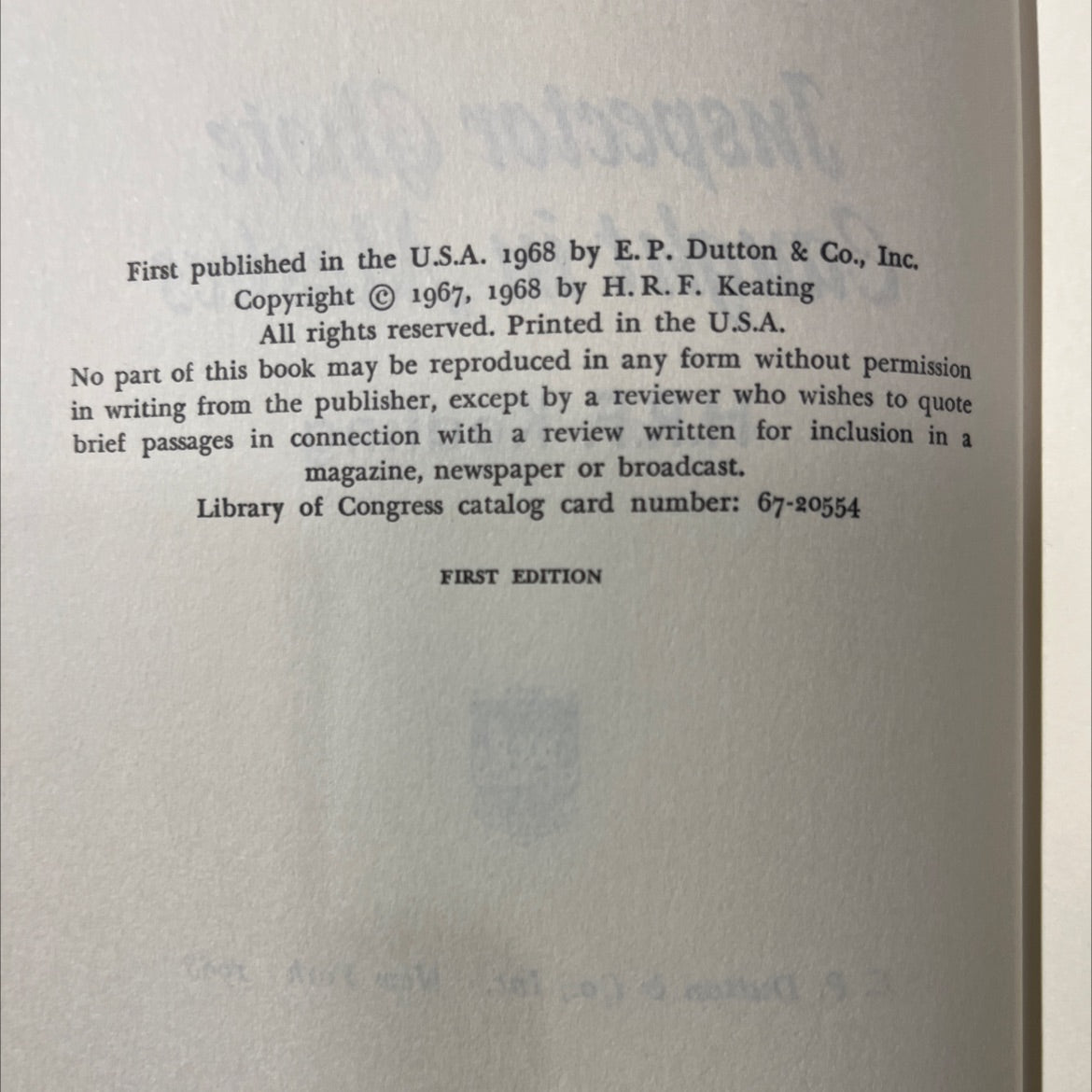 inspector ghote caught in meshes book, by H.R.F. Keating, 1968 Hardcover image 3