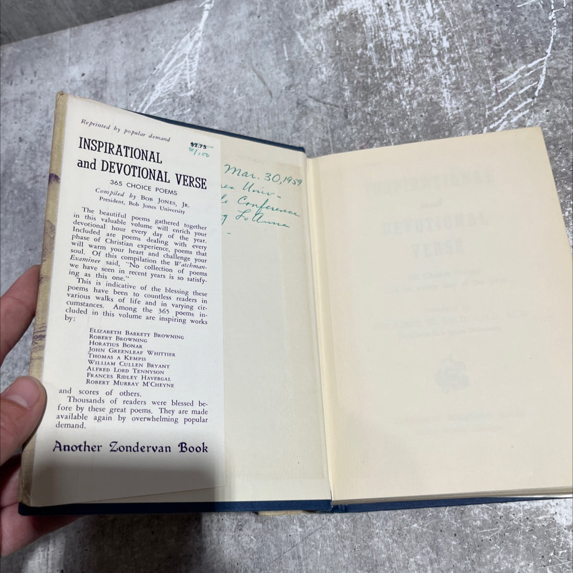 inspirational and devotional verse 365 choice poems one for every day of the year book, by bob jones jr, 1956 Hardcover image 4