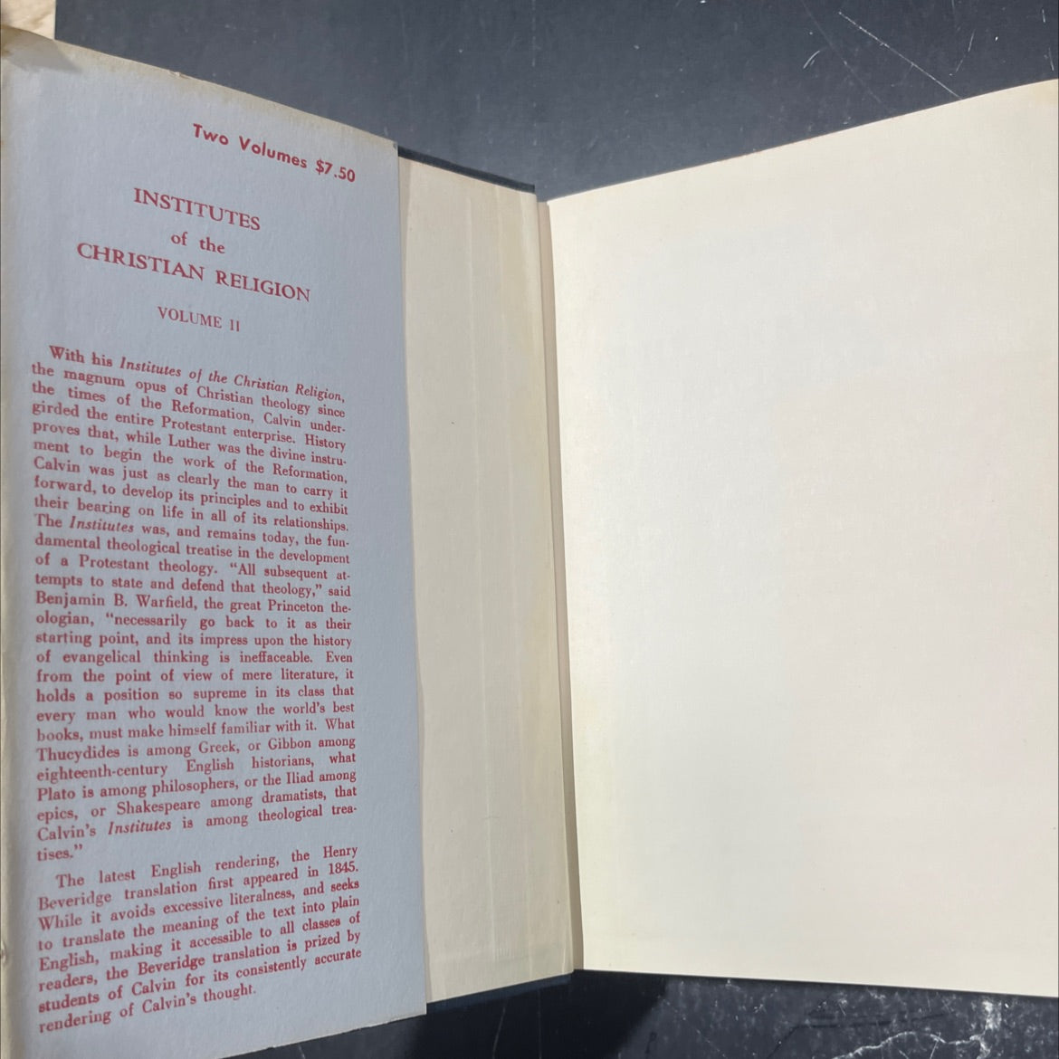 institutes of the christian religion book, by john calvin, 1957 Hardcover image 4
