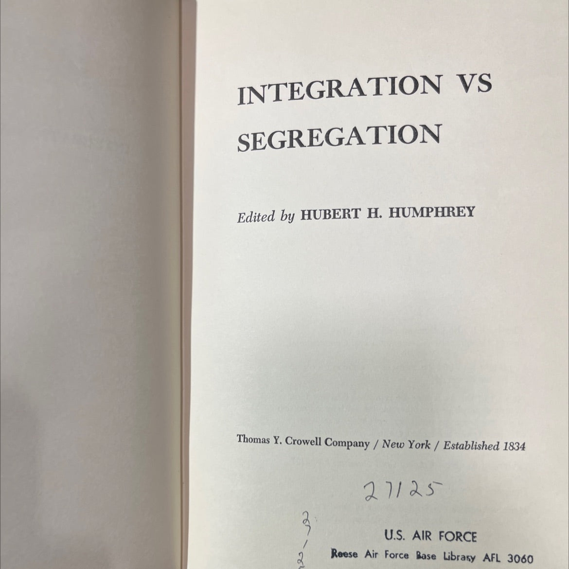 integration vs segregation book, by hubert h. humphrey, 1964 Hardcover image 2