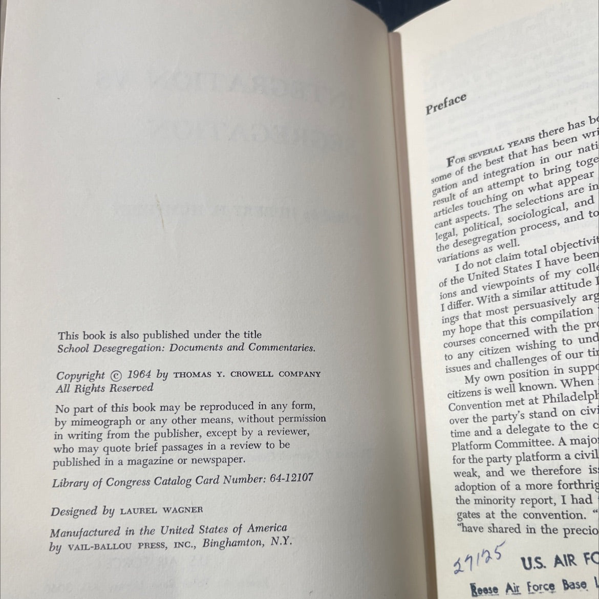 integration vs segregation book, by hubert h. humphrey, 1964 Hardcover image 3