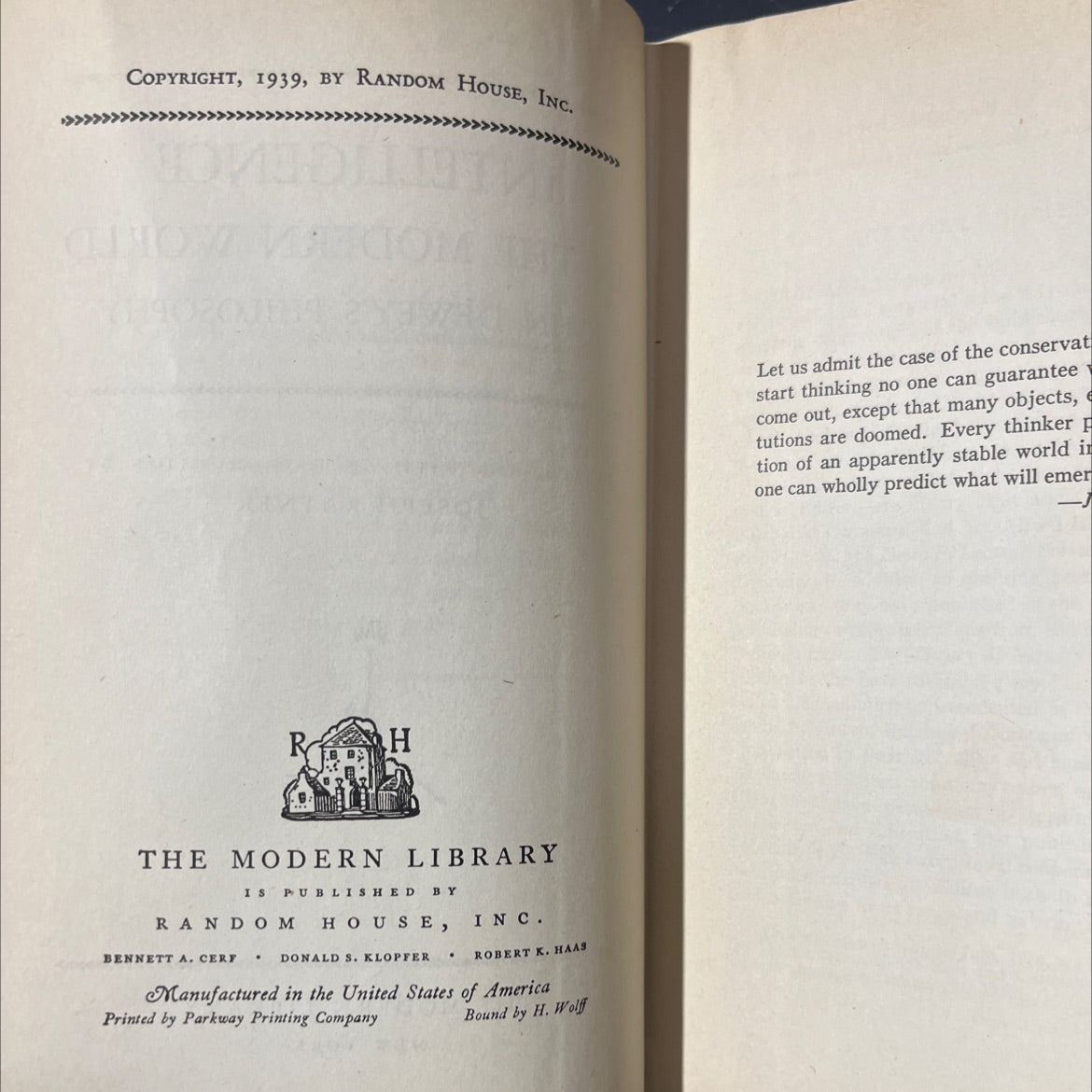 intelligence in the modern world john dewey's philosophy book, by john dewey, 1939 Hardcover image 3