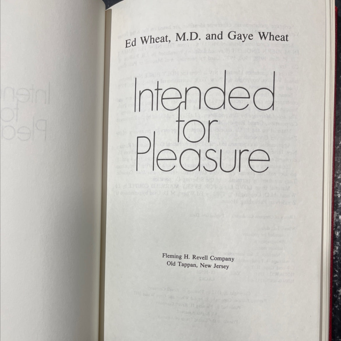 intended for pleasure book, by Ed Wheat, M.D. and Gaye Wheat, 1981 Hardcover image 2