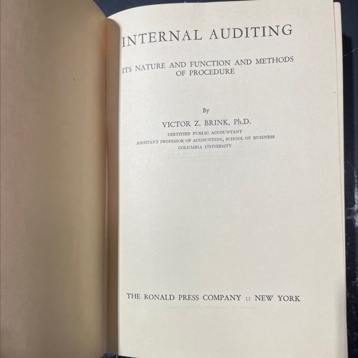 internal auditing its nature and function and methods of procedure book, by victor z. brink, 1943 Hardcover image 2
