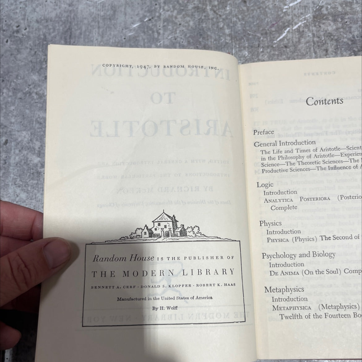 introduction to aristotle book, by richard mckeon, 1947 Hardcover image 3