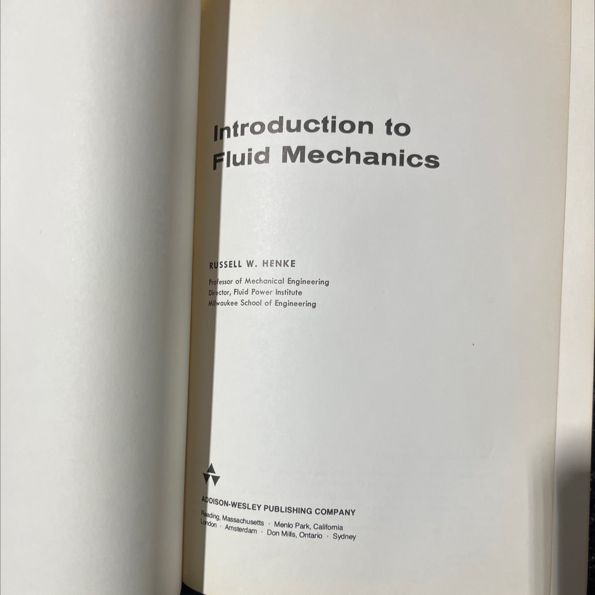 introduction to fluid mechanics book, by russell w. henke, 1972 Hardcover image 2