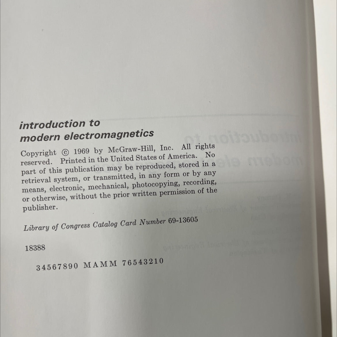 introduction to modern electromagnetics book, by Carl H. Durney, Curtis C. Johnson, 1969 Hardcover image 3