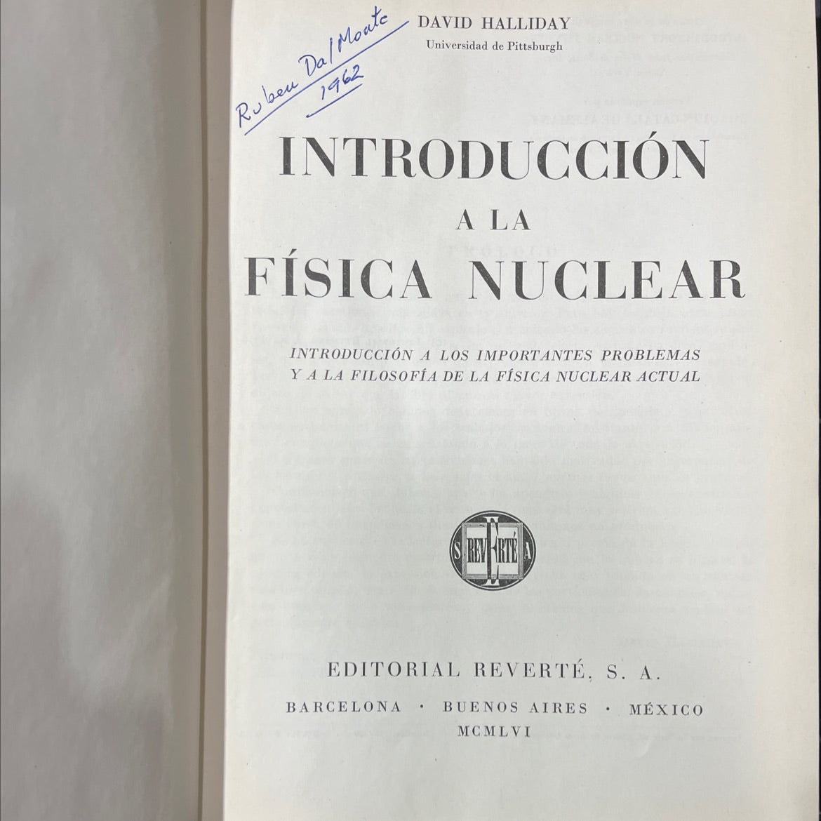 introduction to nuclear physics book, by david halliday, 1962 Hardcover image 2