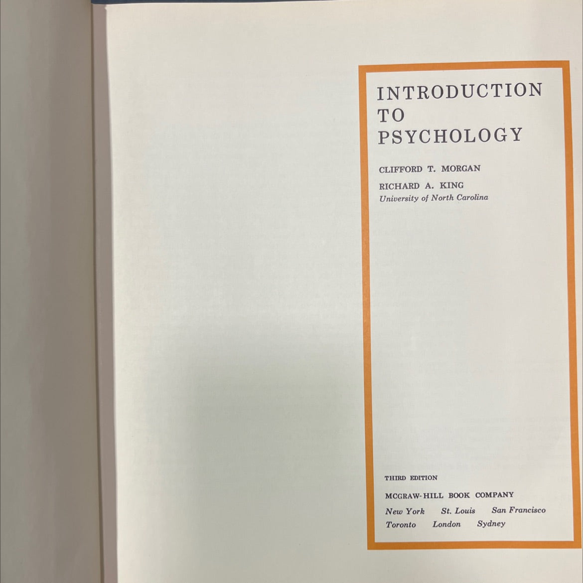 introduction to psychology book, by clifford t. morgan, richard a. king, 1966 Hardcover image 2