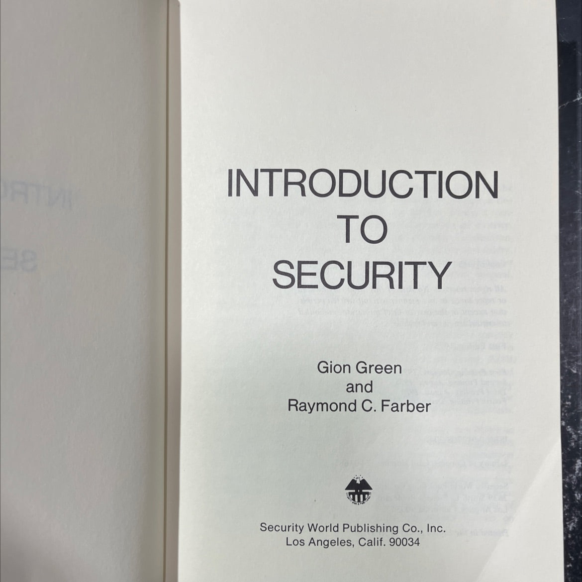 introduction to security book, by gion green and raymond c. farber, 1976 Hardcover image 2