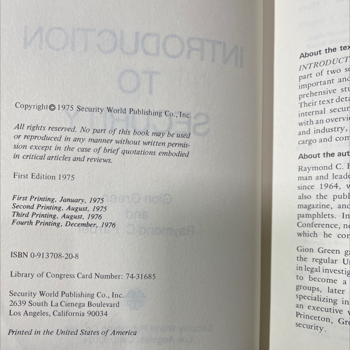 introduction to security book, by gion green and raymond c. farber, 1976 Hardcover image 3