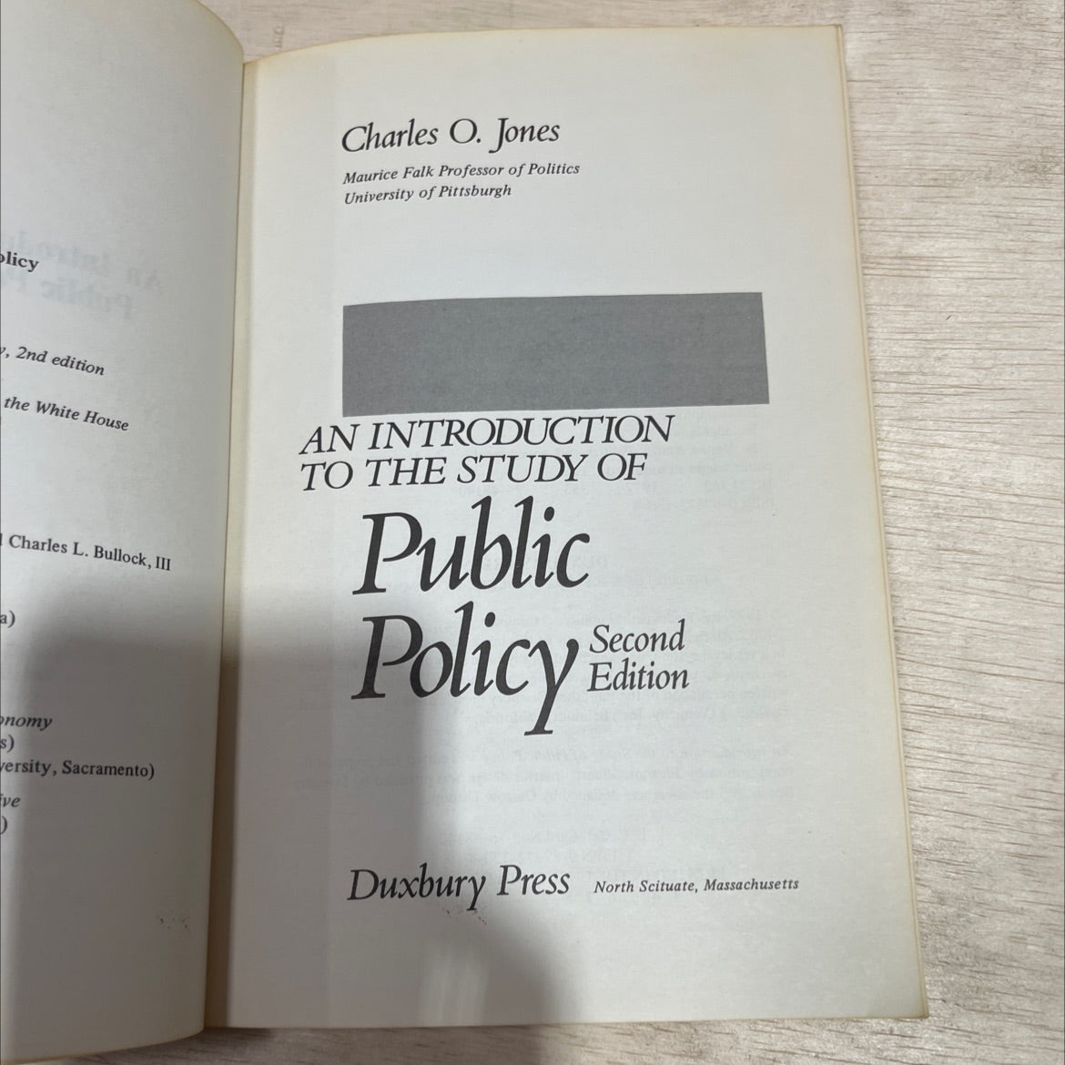 introduction to the study of public policy book, by Charles O. Jones, 1977 Paperback image 2
