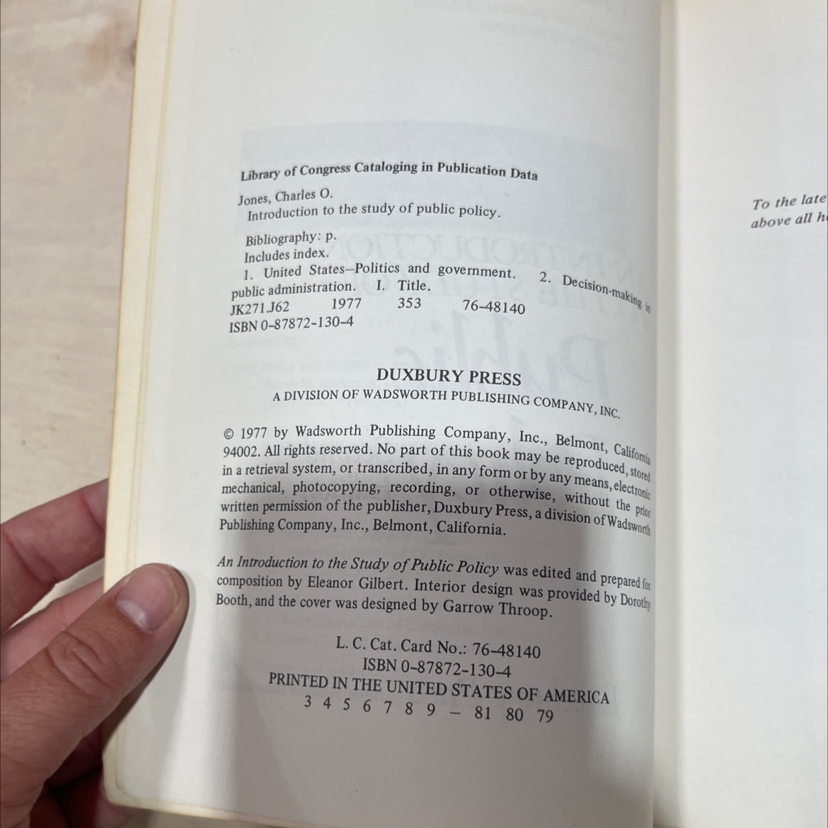 introduction to the study of public policy book, by Charles O. Jones, 1977 Paperback image 3