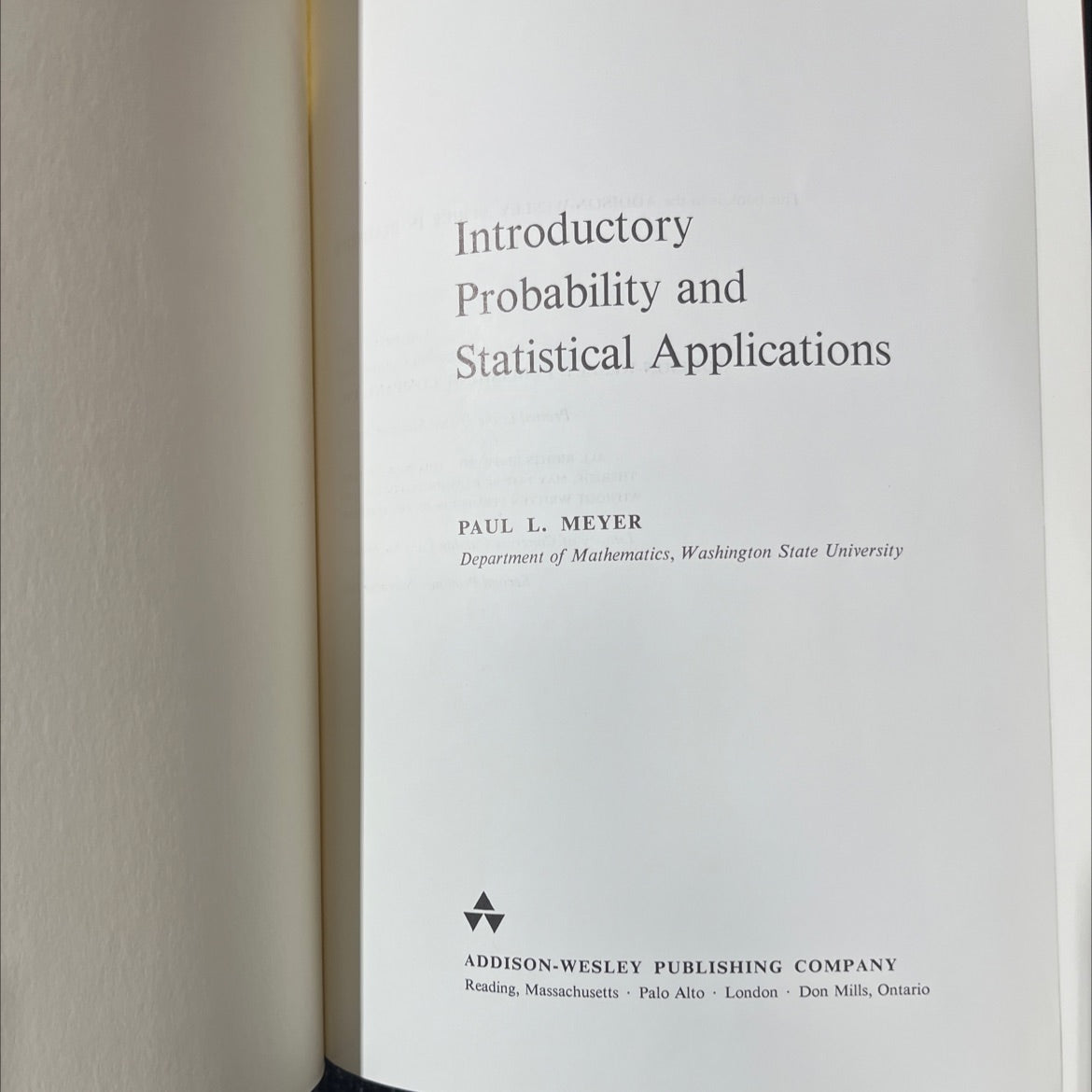 introductory probability and statistical applications book, by paul l. meyer, 1966 Hardcover image 2