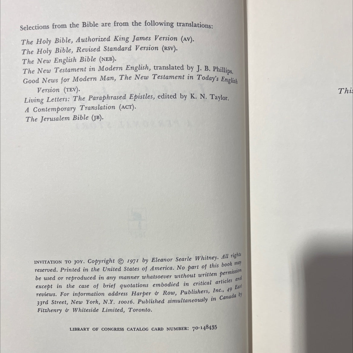 SIGNED invitation to joy a personal story book, by eleanor searle whitney, 1971 Hardcover, Vintage image 3