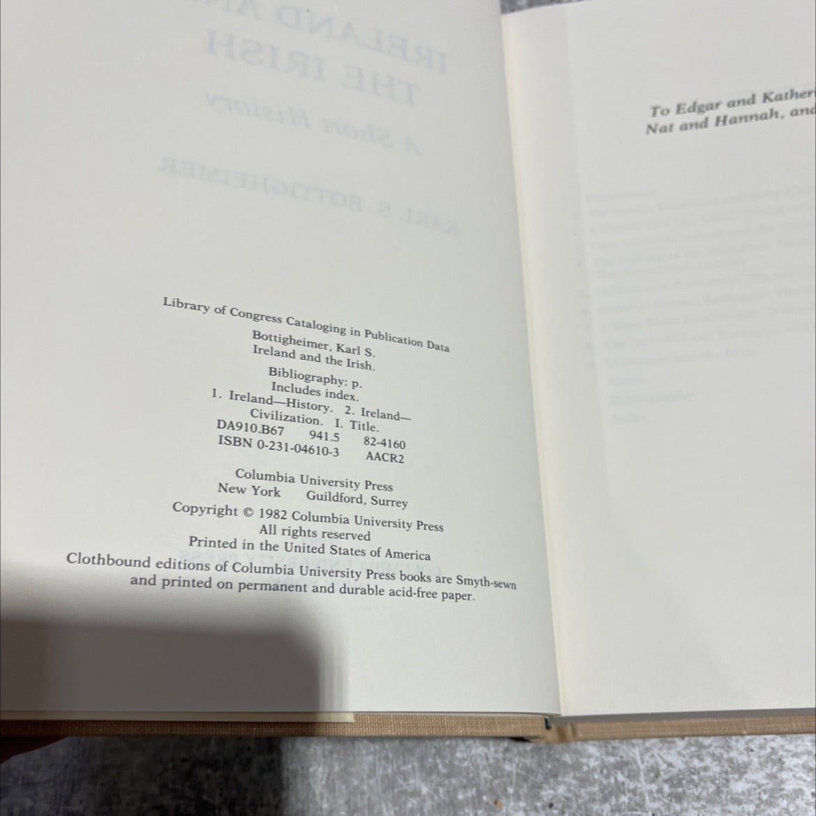 ireland and the irish a short history book, by Karl S. Bottigheimer, 1982 Hardcover image 3
