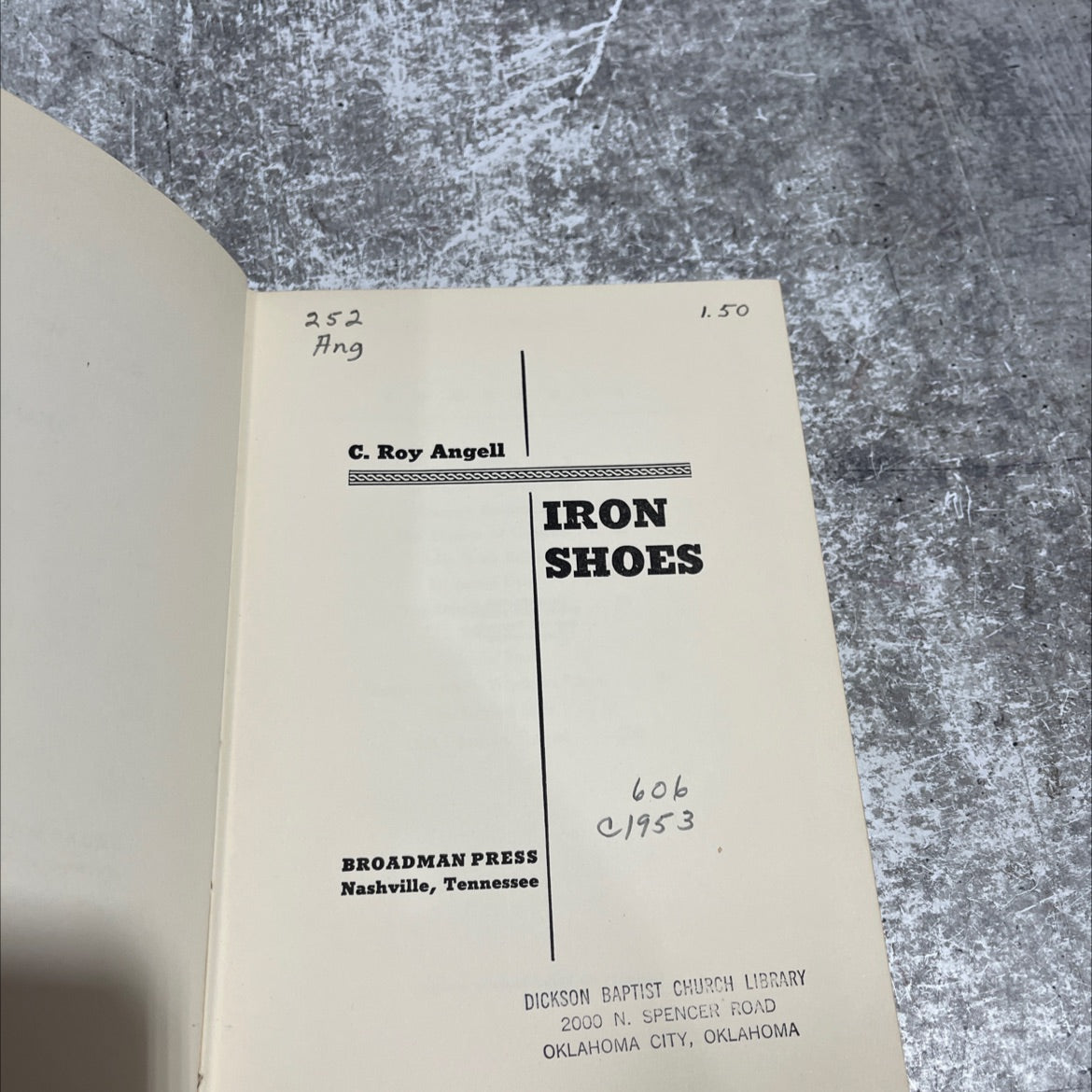 iron shoes book, by c. roy angell, 1953 Hardcover image 2
