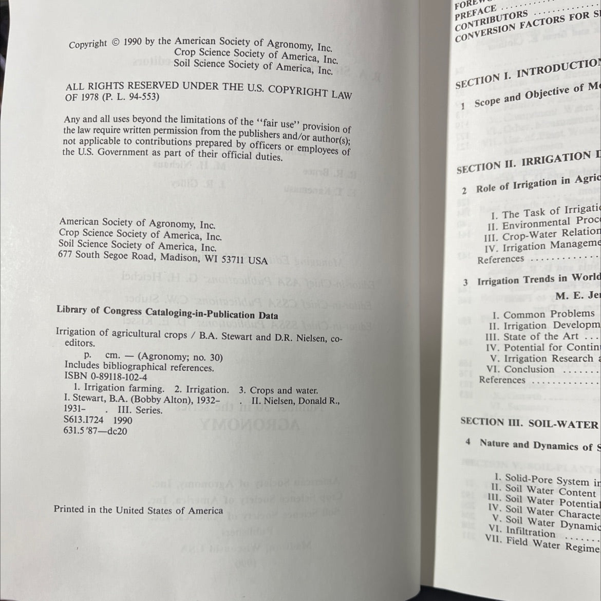 irrigation of agricultural crops book, by b.a. stewart, d.r. nielsen, 1990 Hardcover image 3