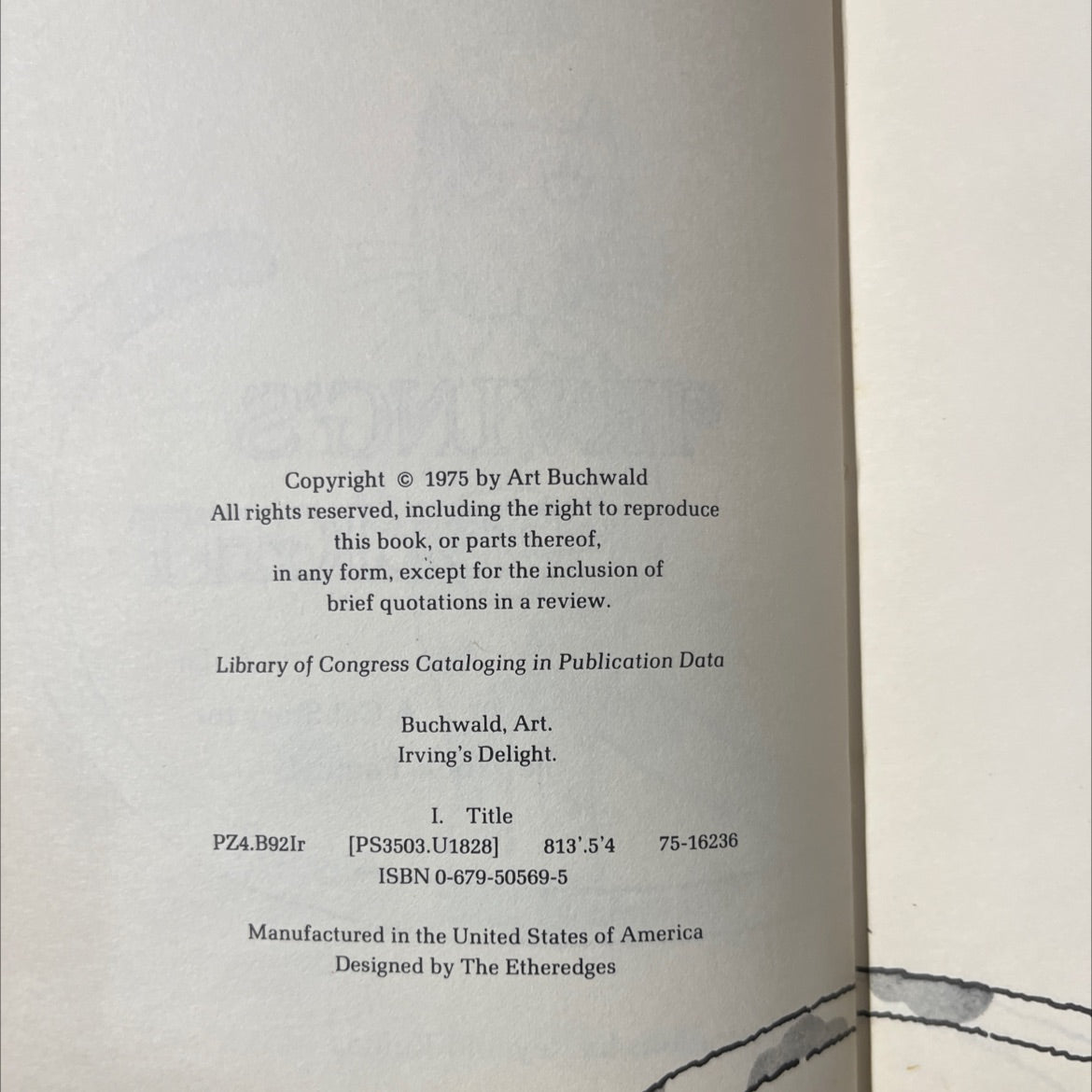 irving's delight book, by Art Buchwald, 1975 Hardcover image 3