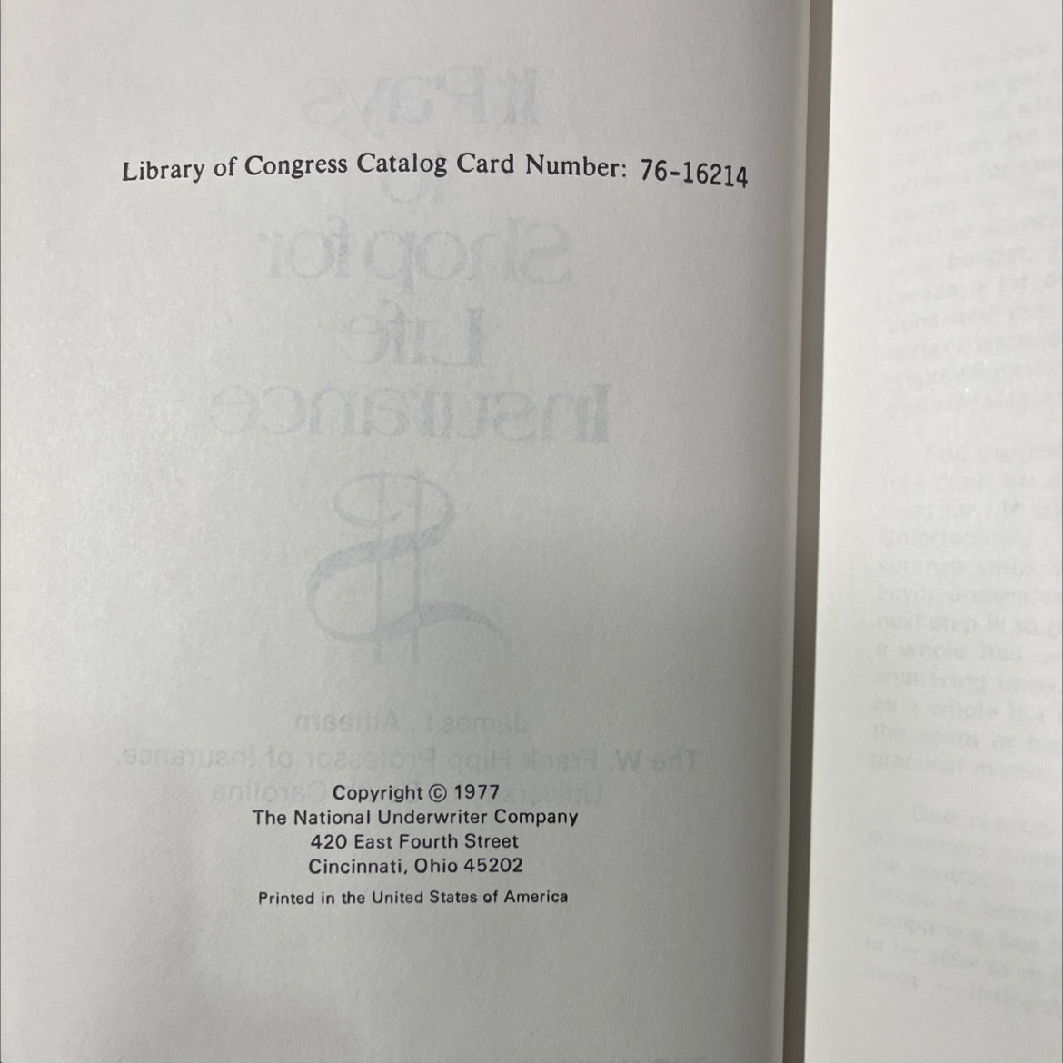 it pays to shop for life insurance book, by James L. Athearn, 1977 Hardcover image 3