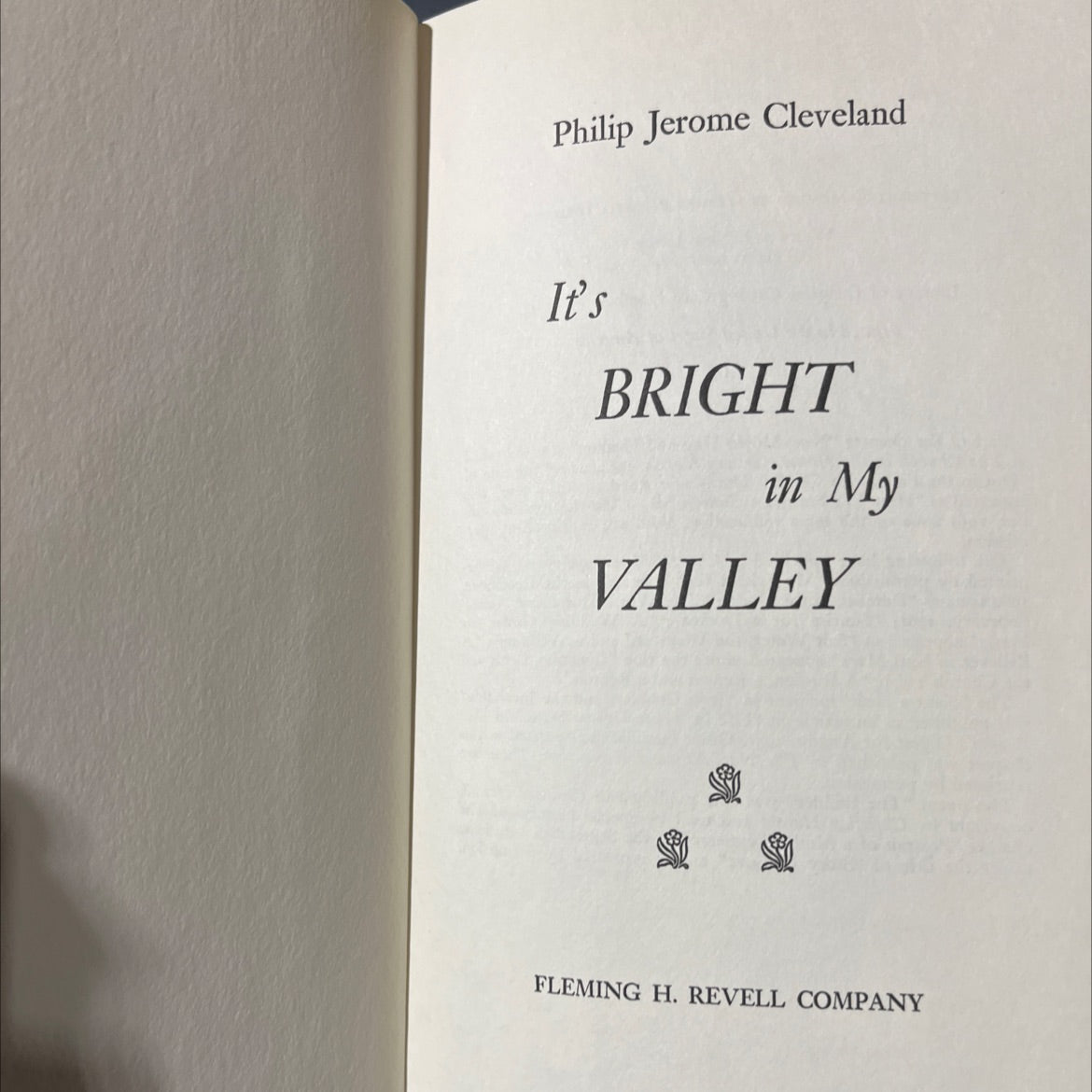 it's bright in my valley book, by philip jerome cleveland, 1962 Hardcover image 2