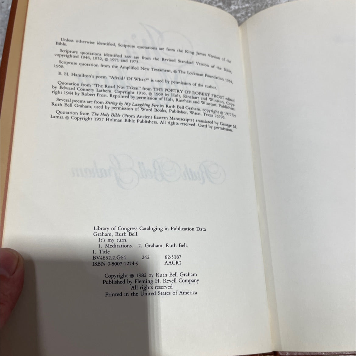 it's my turn book, by ruth bell graham, 1982 Hardcover image 3