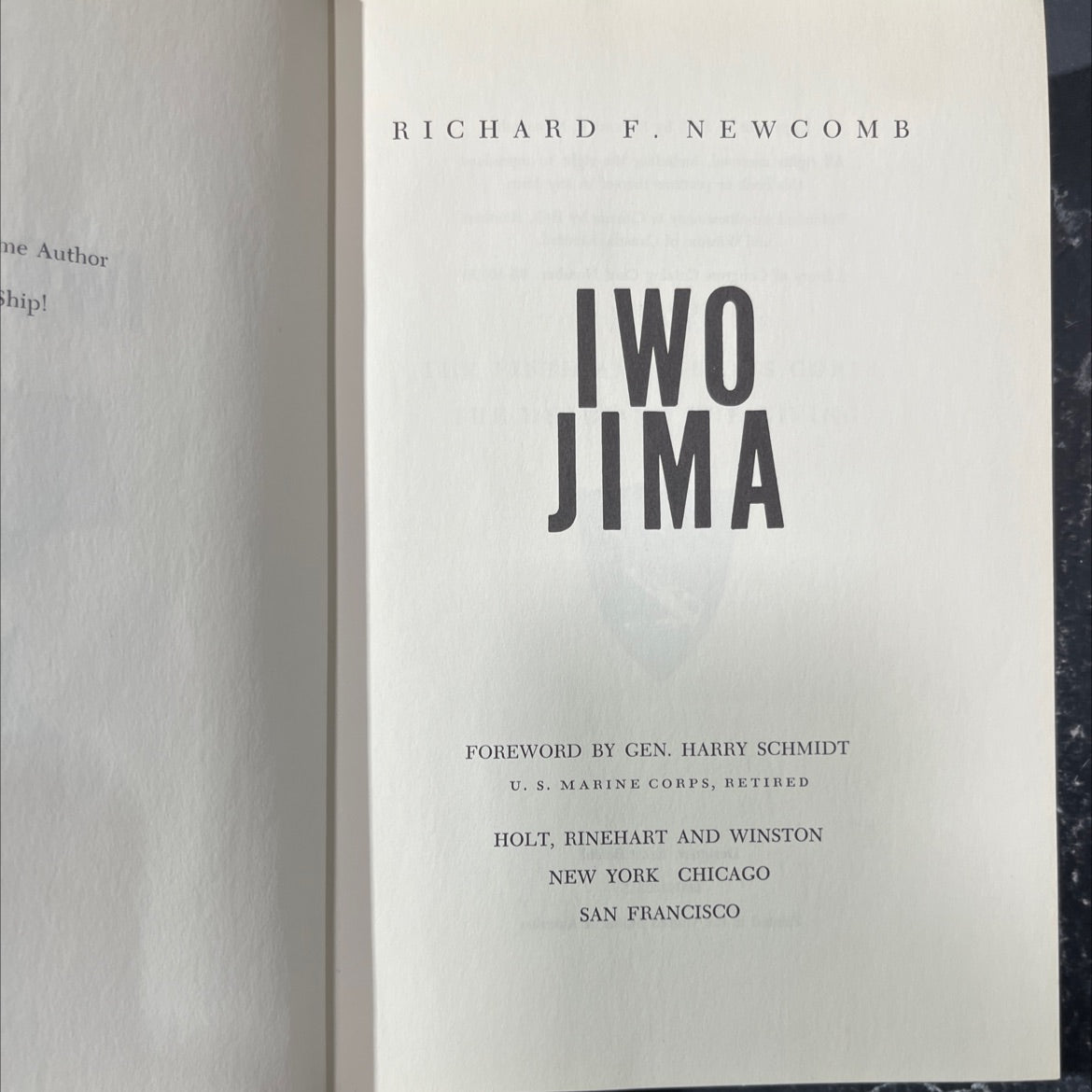 iwo jima book, by richard f. newcomb, 1965 Hardcover image 2