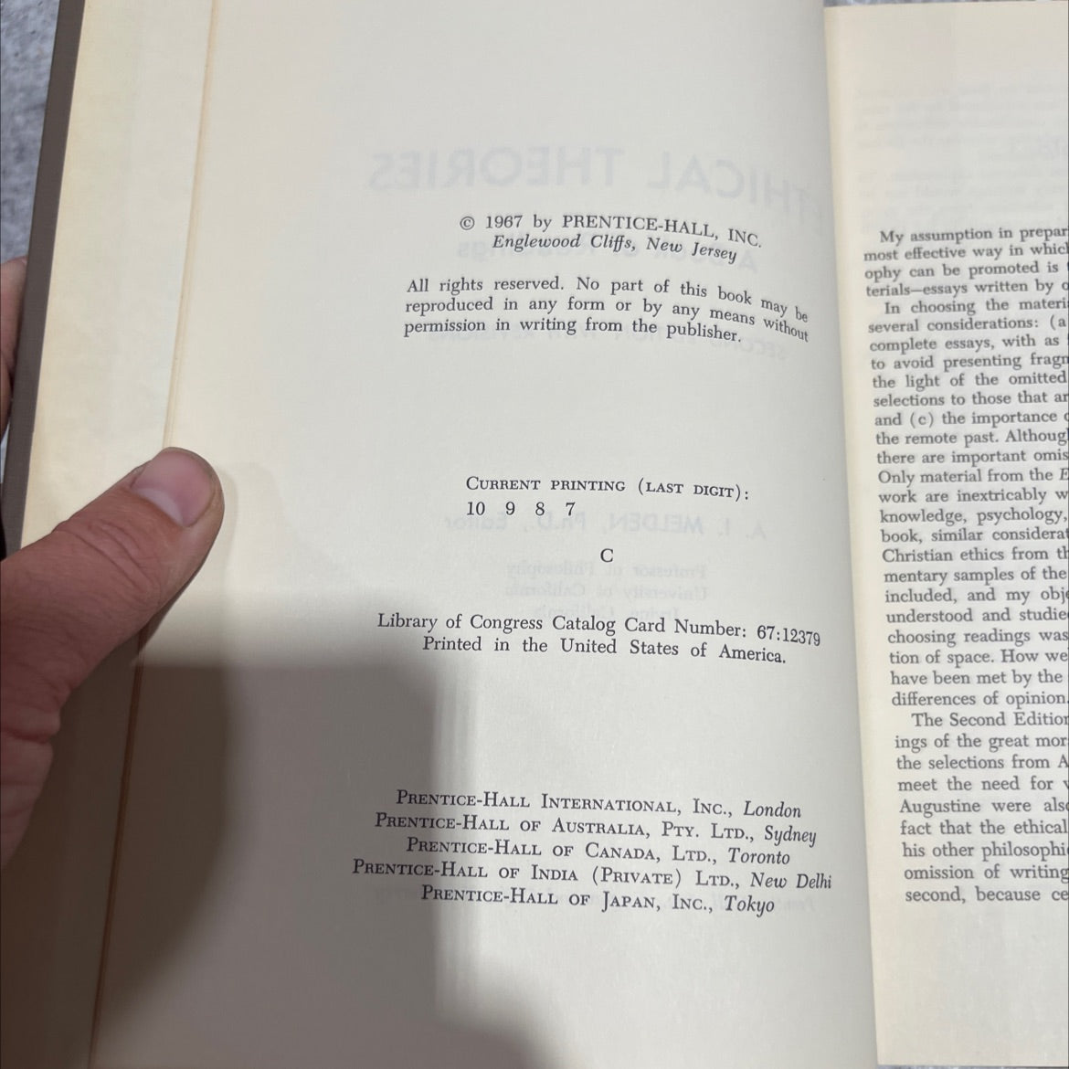 ja ethical theories a book of readings second edition with revisions book, by a. i. meldon, 1967 Hardcover image 3
