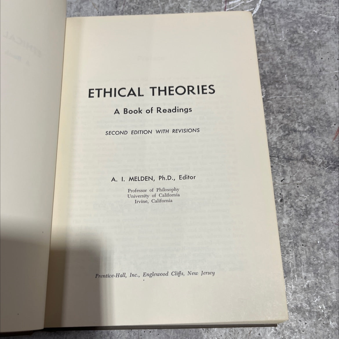 ja ethical theories a book of readings second edition with revisions book, by a. i. meldon, 1967 Hardcover image 2