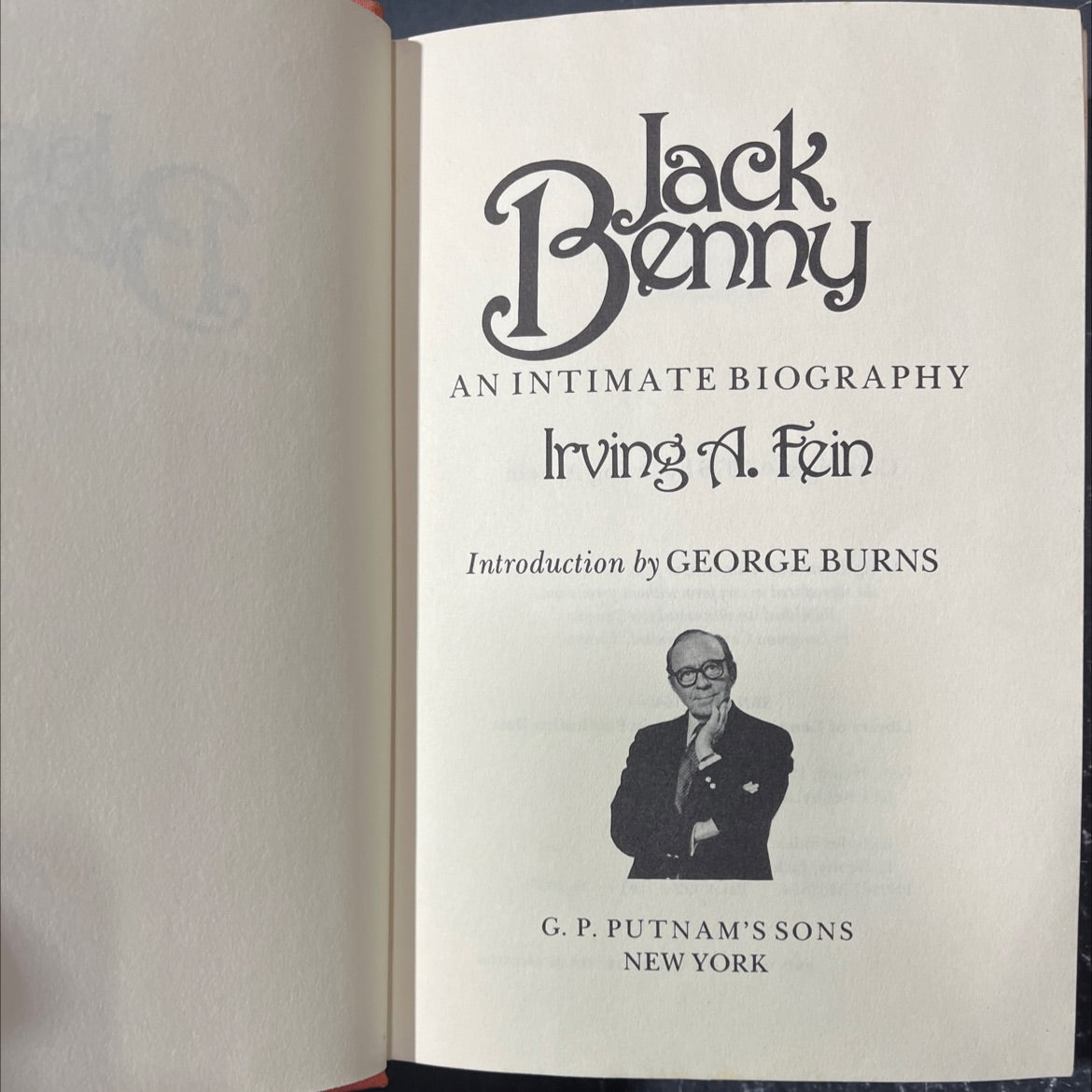 jack benny an intimate biography book, by irving a. fein, 1976 Hardcover image 2