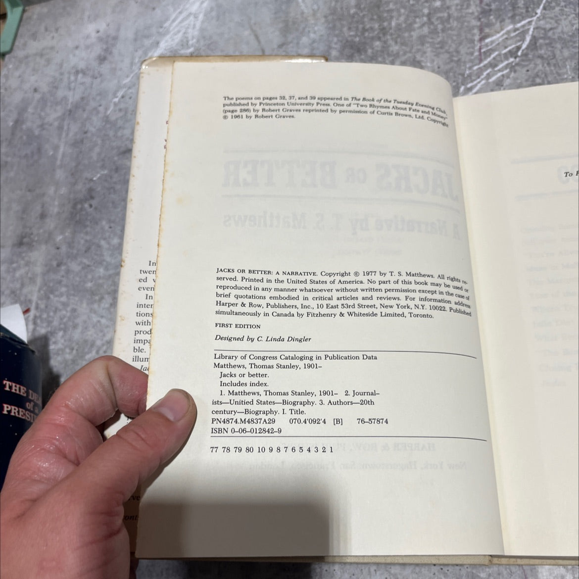 jacks or better book, by T. S. Matthews, 1977 Hardcover image 3