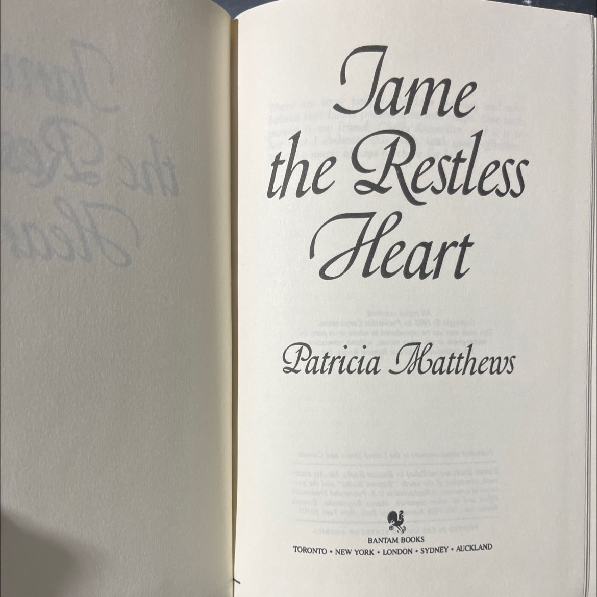 jame por the restless heart book, by patricia matthews, 1985 Hardcover image 2